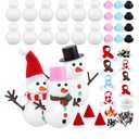 Fovths 12 Sets Christmas Snowman DIY Craft Kit Build Snowman Making Set Model Foam Kids Christmas Gift Winter Game for Christmas Holiday Party Home Supplies