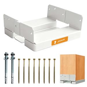 8x8 Post Base for Concrete Heavy Duty White E-Coated 8x8 Post Bracket Anchor Adjustable Base with 1" Standoff for Deck Pergola Patio Gazebo Porch (Included Screws) 1 Pack