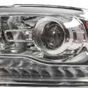 Nakkaa Driver Side Halogen Headlight Assembly Compatible with 2013-2015 Ram 1500 2500 3500 w/Bulb DRL Chrome Trim Projector Front Left Headlamp 68093217AD