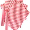 Red & White Checkered Kitchen Tea Towels, 100% Woven Cotton Washable Dish Cloth(Set of 6) (15.8" x 11.2" (Set of 6))