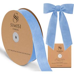 Light Blue Velvet Ribbon 1.5'' 25 Yards for Christmas Tree, Gift Wrapping, Flower Bouquet, Wreath Decorations, Bow Making (1.5 x 900 in)