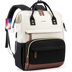 Backpack for Women Work Bags: 15.6 inch Laptop Backpack Purse Waterproof Backpacks with USB Charger College Bookbag Casual Business Computer Backpack for Travel Nurse Teacher (1-beige-black-brown)