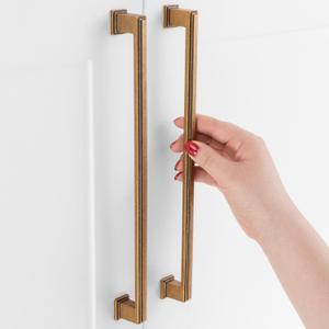 Antique Brass Cabinet Pulls, 10 Inch Hole Centers, Stepped Kitchen Cabinet Handles ZP2206 | Pack of 1, Solid Retro Hardware for Kitchen Door Drawer Dresser Bathroom Vanity Cupboard, 10"