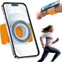 TOPGO Running Phone Holder for iPhone [360 Rotatable & Upgrade Anti-Drop] Magnetic Wrist Phone Holder, Magsafe Armband Compatible with iPhone 17 Pro and Android - Orange