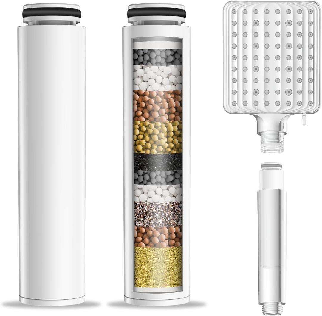 MakeFit Shower Head Filter for Handheld Shower Head, 2 Pack Replacement Water Softener Filters for Hard Water - Remove Chlorine and Harmful Substances to Protect Your Skin & Hair - For Model S6526