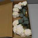 Veryhome Artificial Flowers Silk Roses Fake Bridal Wedding Bouquet for Home Garden Party Floral Decor 10 Pcs (White Curved stem)