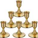 zeochyni 6PCS Brass Gold Taper Candle Holders, Vintage Metal Candlestick Holders for Dinner Room Table Centerpiece or Mantel Wedding Party Decor