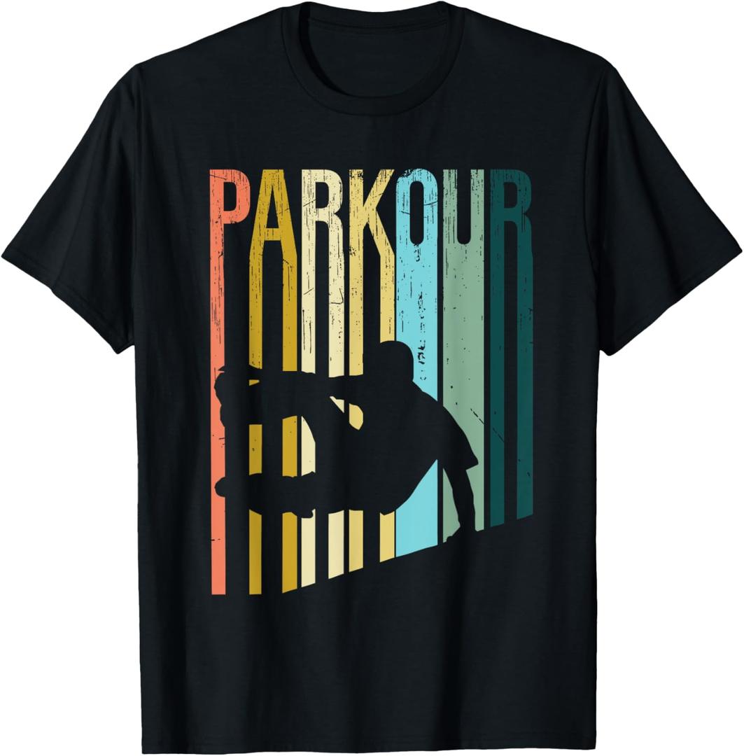 Vintage Style Parkour Silhouette T-Shirt Size S
