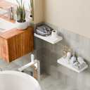 White 16 Inch Floating Shelves for Wall, 8 Inch Deep Floating Shelves Set of 2, Wall Shelves for Bathroom Over Toilet, Live Edge Shelf with Invisible Brackets for Bedroom, Home Decor