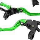 Motorcycle Clutch and Brake Lever, 7/8" 22mm CNC Handlebar Brake Master Cylinder Clutch Lever Left & Right Set Universal Replacement for Harley Honda Kawasaki Suzuki Yamaha (Green)
