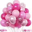 Funhot Pink Balloons Set, 60PCS Hot Pink Latex Balloons, 12Inch Pink Confetti Balloon Pastel Pink Metallic Party Balloons Helium for Girls Women Baby Shower Princess Wedding Birthday Party Decoration