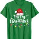 Merry Christmas Lights Red Santa Hat Xmas Family Men Women T-Shirt S