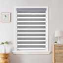 Joydeco Cordless Zebra Blinds for Windows, Dual Layer Light Control Window Blinds with Light-Proof Aluminum Cover, Free-Stop Roller Shades for Home & Office (Grey,61" W x 75" H) | 60% Blackout, Light-Sealing Headbox, Free-Stop System, OEKO-TEX Certified Dual Layer Light Control Roller Shades for Home
