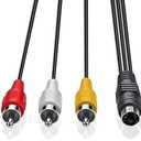 ELECTOP 4 Pin S-Video to 3 Male RCA Composite Video Cable 1.45M(4.75FT)