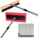 2-in-1 Leaf Roof Brush and Snow Rake, Roof Cleaning Brush & Leaf Removal Tool, Adjustable 5-20ft Cleaning Brush Tool for Cleaning Shingles, Solar Panels, Car Tops with No-Scratch Head