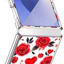 Case for Samsung Galaxy Z Flip 7,Red Rose Love Hearts Drop Protection Shockproof Case TPU Full Body Protective Scratch-Resistant Cover for Galaxy Z Flip7