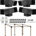 3-Way Pergola DIY Bracket,15° Up and 75° Down Slant Angle Brackets for 4" x 4"(Actual:3.5" x 3.5") Lumber for Outdoor Pergola,Proch,Log Cabin W/Hardware - 4Pack…