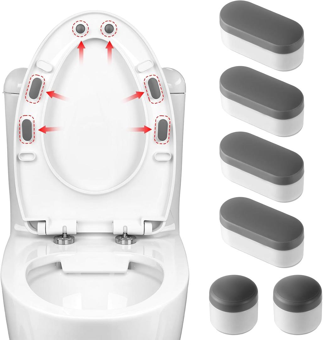 6 Pcs Toilet Seat Bumpers for use with Bidet Attachment, Universal Buffer Toilet Seat Spacers Replacement Equipped with Durable Adhesive, Grey