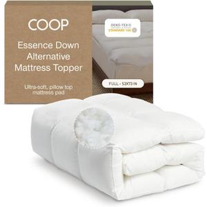 Coop Home Goods Essence Down Alternative Mattress Topper Full, Plush 2-Inch Gusset and Baffle Box Design for Even Support and Comfort, Premium Bed Topper for Pressure Relief, Oeko-TEX Certified
