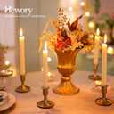Gold Taper Candle Holder Set of 12, Hewory Short Skinny Brass Candlestick Holders, Vintage Small Low Metal Candles Sticks for Wedding Centerpieces Christmas Birthday Party Holiday Dinning Table Decor