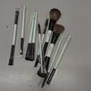 Jessup Makeup Brushes Set 10pcs, Double Sided Foundation Contour Blush Highlight Blending Eyebrow Brush Eyeshadow Eyeliner Concealer Brush, Bright Cyan Cruelty Free Cosmetic Tools T500