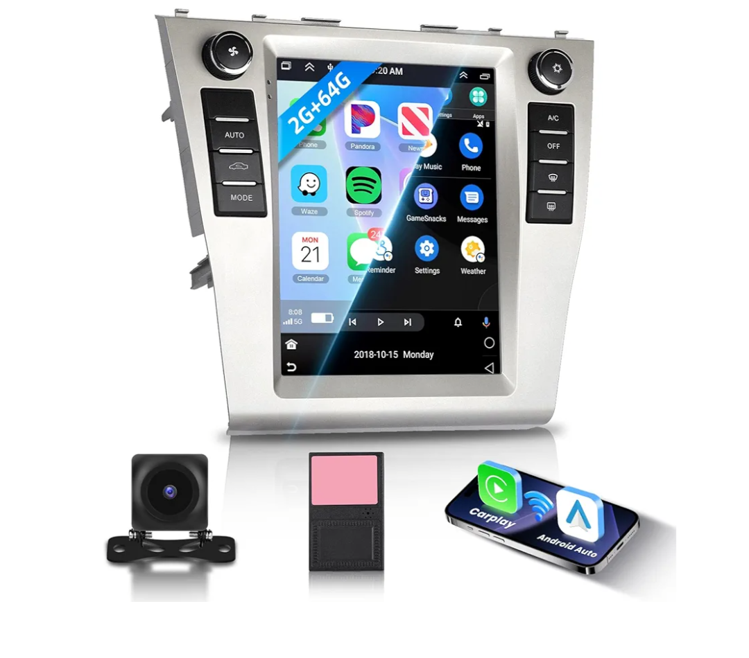 2G+64G for Toyota Camry 2006-2011 Car Radio Stereo 9.7 Inch HD Vertical Touch Screen Wireless CarPlay/Android Auto Android 13 GPS WiFi HiFi Audio Bluetooth FM/RDS EQ HD Backup Camera