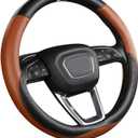 Steering Wheel Cover for BMW Leather Car Steering Wheel Covers Universal for Car SUV Truck with Anti-Slip Lining 14.5-15inch (Brown)