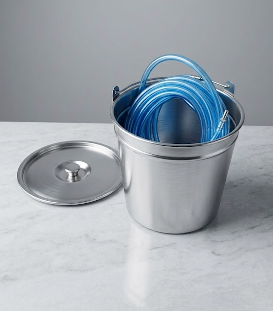 Stainless Steel Bucket 2 Gallon Bucket with Lid Portable Metal Water Bucket with Hose