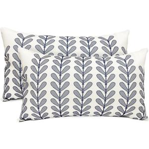 Decorative Throw Pillow Covers Set of 2 Blue Pillow Covers 12x20 Inch Throw Pillow Cover Linen Pillowcase Modern Boho Farmhouse Outdoor Pillow Covers for Couch Sofa Bed Living Room