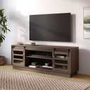 Modern Farmhouse TV Stand & TV Console - 58" W, Driftwood - Sliding Glass Barn Doors & Adjustable Shelves - Living Room Storage Cabinet & Cable Management - Entertainment Center for 32-65" TVs