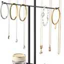 Pickpiff Necklace Holder Jewelry Organizer Stand 2Tier TBar Jewelry Display Tree with Tray for Countertop Necklace Bracelet Earring Storage, Vanity Dresser Bathroom Sink, Black