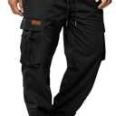 HOTake Men's Casual Cargo Sweatpants Waist Drawstring Joggers Hiking Tactical Pants for Men with Pockets (XX-Large, Black)