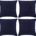 Fancy Homi 4 Packs Navy Blue Decorative Throw Pillow Covers 18x18 Inch for Living Room Couch Bed Sofa, Rustic Modern Farmhouse Boho Home Decor, Soft Plush Corduroy Square Cute Cushion Case 45x45 cm