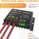 SOLPERK 10A Solar Charge Controller Waterproof Solar Panel Controller 12V/24V PWM Solar Panel Battery Intelligent Regulator for RV Boat car with LED Display