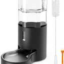 7L Automatic Dog Water Dispenser Bowl, Gravity Pet Water Dispenser with Stainless Steel Bowl, No Spilling Large Capacity Water Feeder for Dogs Cats (7L Without Filter Black)
