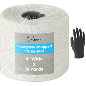 Fiberglass Chopped Strand Mat, 4 Wide *10 Yards, 1.5 oz, Includes One Pair of Gloves, Ideal for Heavy-Duty Repairs, for Structural Reinforcement & Repair Kits, Easy to Use