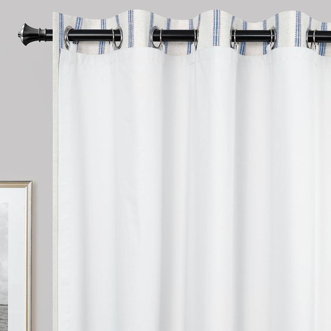 DriftAway Thermal Insulated 100 Percent Darkening Blackout Curtain Liner 1 PC Liner Size 50 Inch by 80 Inch Rings Included Off White Panel
