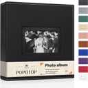 Popotop Photo Album 4x6 300 Pockets with Leather Hardcover Cover, Small Photo Album Holder Book with 50Pcs Pages for Family Travel Wedding Baby Gifts (Black)