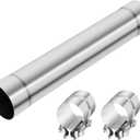 LCGP 3 Inch Straight Exhaust Pipe, 3" Stainless Steel Straight Muffler Replacement Pipe, 20" Length Mandrel Exhaust Tube with Two Lap Joint Band Clamps(New Version)