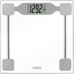 Thinner by Taylor Scale for Body Weight, Digital Bathroom Scale in Clear Tempered Glass