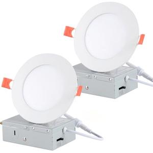 Vtuik 5 Inch LED Recessed Ceiling Light, Dimmable Canless Wafer Downlight, 7CCT 2700K-6500K for Kitchen Living Room Basement Bathroom, Ultra Thin with Junction Box, Damp-Rated, 2 Pack