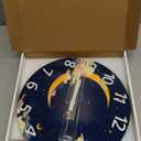 Moon Battery Powered Clock Analog 12 Inch Round Glow in The Dark Wall Clock for Kids Bedroom Small Wall Clock Silent (Blue4)