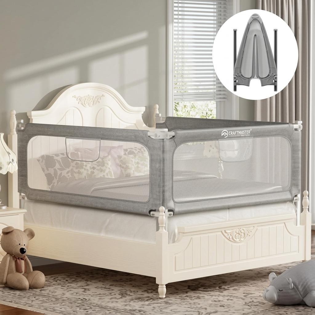 MHOMER Bed Rail for Toddlers, 2 Minutes Quick Assembly Foldable Bed Rails for Queen, King, Full, Twin Size Bed, Bed Rail Guard with Steady U-Shape Base for Toddlers, Baby, Kids (1 Piece, 54")