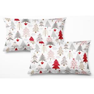 Healbrighting Set of 2 Throw Pillow Covers Pillow Case King Size 20x36 inch Christmas Tree Holly Snowflakes Decorative Pillowcase for Sofa Bedroom Bed Home Dcor Cushion Cover