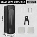 Manual Wall Mounted Single Soap Dispenser, 11.8oz/350ml Black Kitchen Bathroom Commercial Shower Soap Dispenser, Clear Refillable Liquid Lotion Pump, for Liquid Containers Shampoo Chamber Plastic