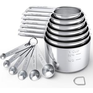 TILUCK Stainless Steel Measuring Cups & Spoons Set,Coffee Scoop Spoon,Kitchen Gadgets for Cooking & Baking,Set of (Sliver)