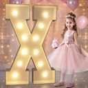 Pooqla 3FT Marquee Light Up Letters, LED Letters Big Mosaic Marquee Letters 3 Feet Tall, Giant Letter Sign for Balloons Birthday Anniversary Wedding Party Decoration, Warm White Letter X