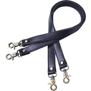 Wento Leather Purses Straps, Lobster Hook, Black, 24'' Length, 0.78'' Width, Real Leather Sewing Canvas Backing, Replacement Purse Straps