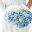 Coferset Baby Blue Hydrangea Artificial Flowers 3pcs Lifelike Faux Hydrangea Real Touch Artificial Flowers for Outdoors Home Wedding Christmas Office Party Living Room Decoration,22inch