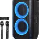 GKD62 Karaoke Machine for Adults Kids, 400W Portable Bluetooth Party Speaker with 2 Wireless Microphones, Built in AI Vocal Removal & Mic Priority, Records, Radio, Loud Sound for Home, DJ, Outdoor